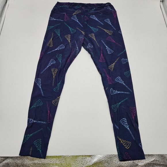LuLaRoe Pants - LuLaRoe Tall & Curvy Leggings Navy Honey Dipper Print Women's OS